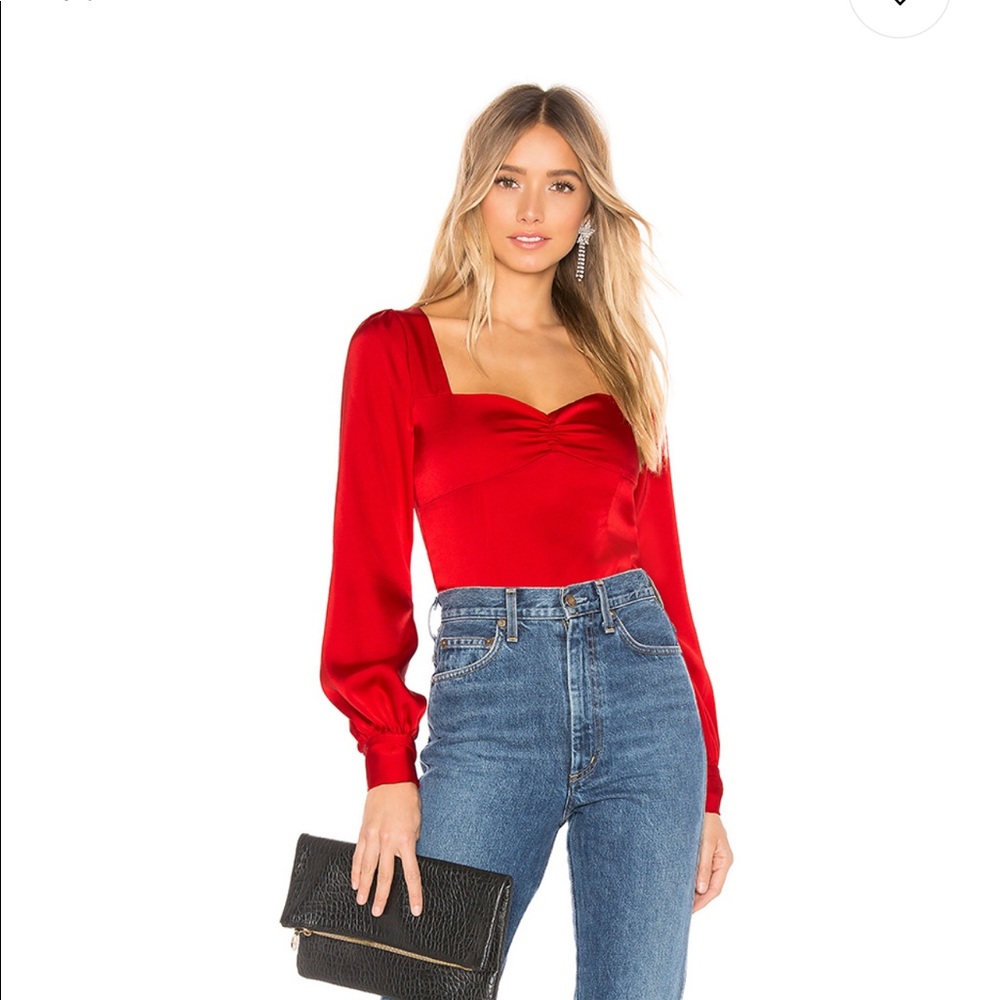 Revolve X Privacy Please Yates Top Red Satin - image 4